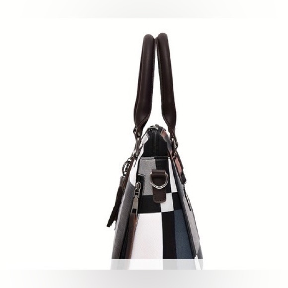 4Pcs Plaid Pattern Faux Leather Bag Set Blue - Picture 2 of 4